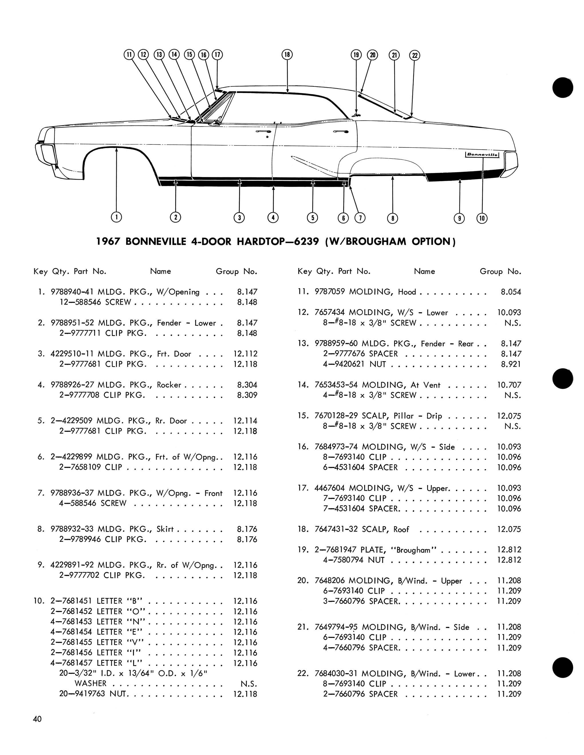 1967 Pontiac Molding and Clip Catalog